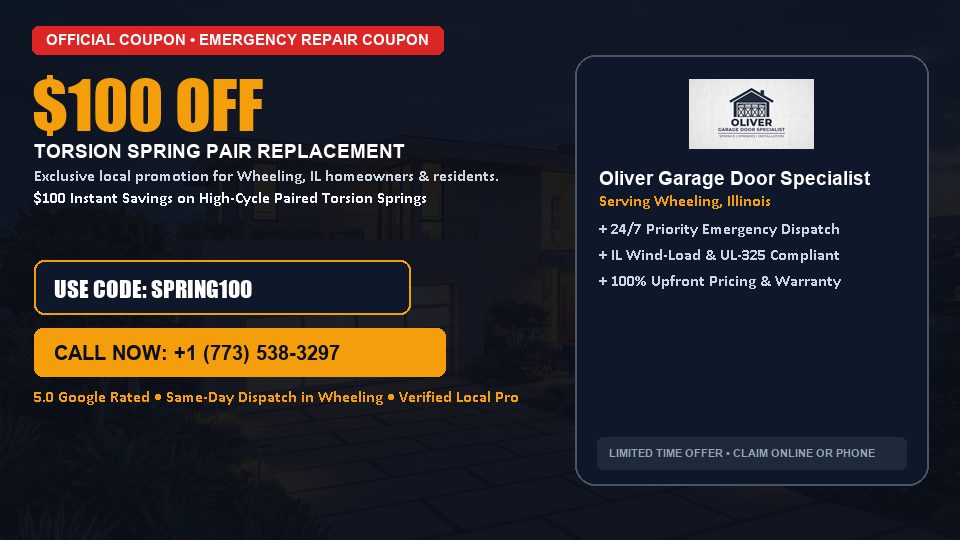 Oliver Garage Door Specialist $100 OFF Dual Torsion Spring Replacement
