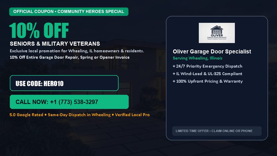 Oliver Garage Door Specialist 10% OFF Seniors & Military Veterans in Wheeling, IL